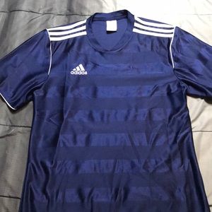 Men’s Medium Adidas Dark Blue Striped Tee/Jersey